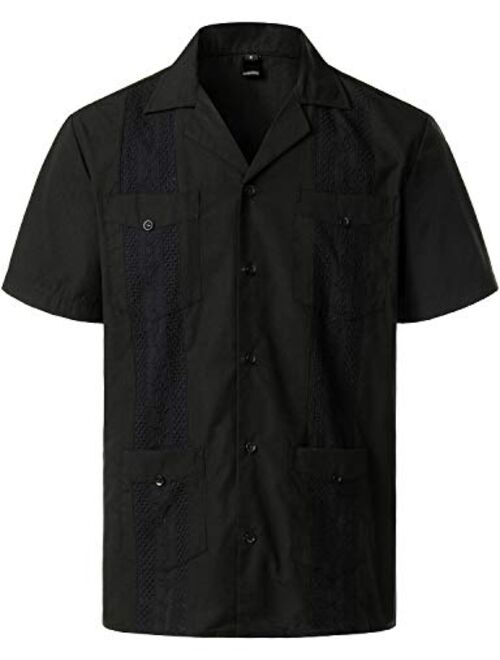 VATPAVE Mens Short Sleeve Button Down Cuban Guayabera Shirts