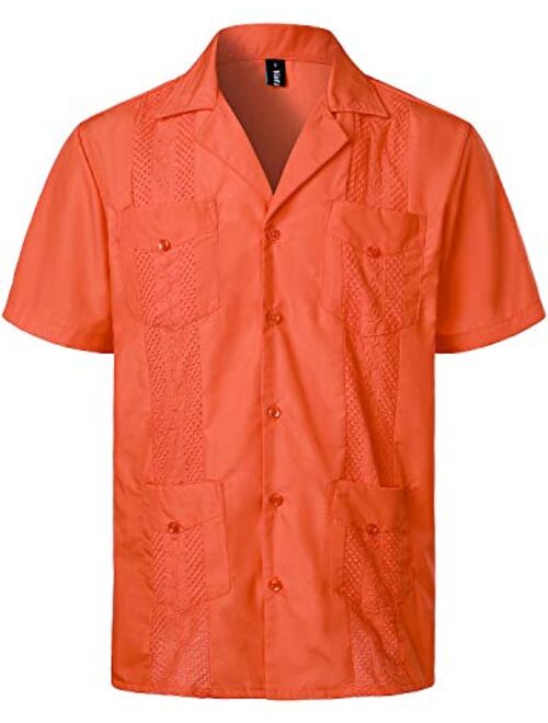 VATPAVE Mens Short Sleeve Button Down Cuban Guayabera Shirts