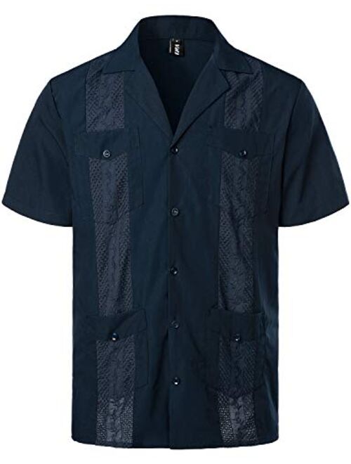 VATPAVE Mens Short Sleeve Button Down Cuban Guayabera Shirts