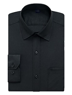 Alimens & Gentle Men's Basic Business Dress Shirt Regular Fit Long Sleeve Solid Color Button Down Shirts