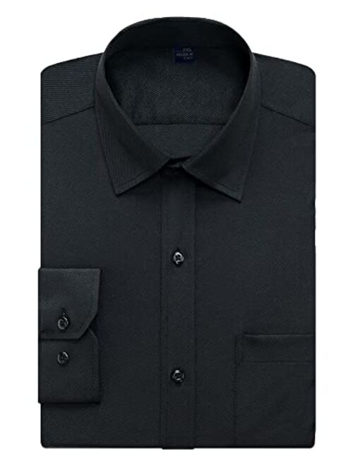 Alimens & Gentle Men's Basic Business Dress Shirt Regular Fit Long Sleeve Solid Color Button Down Shirts