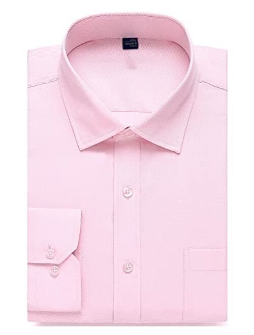 Alimens & Gentle Men's Basic Business Dress Shirt Regular Fit Long Sleeve Solid Color Button Down Shirts