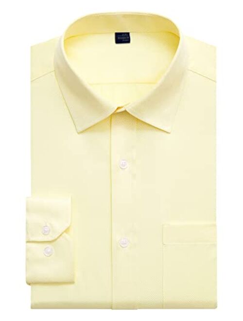 Alimens & Gentle Men's Basic Business Dress Shirt Regular Fit Long Sleeve Solid Color Button Down Shirts