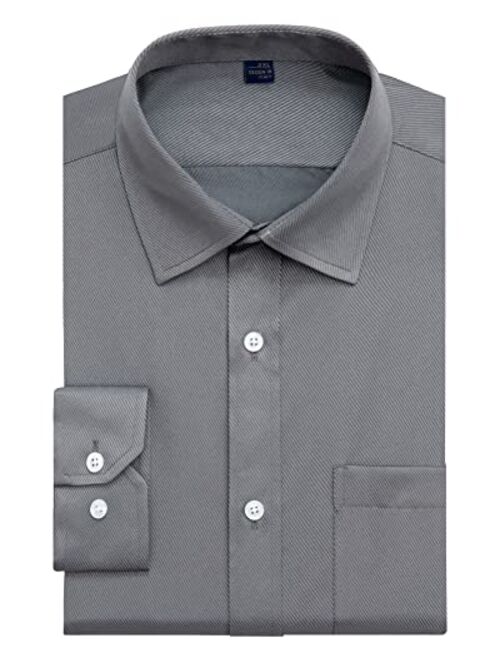 Alimens & Gentle Men's Basic Business Dress Shirt Regular Fit Long Sleeve Solid Color Button Down Shirts