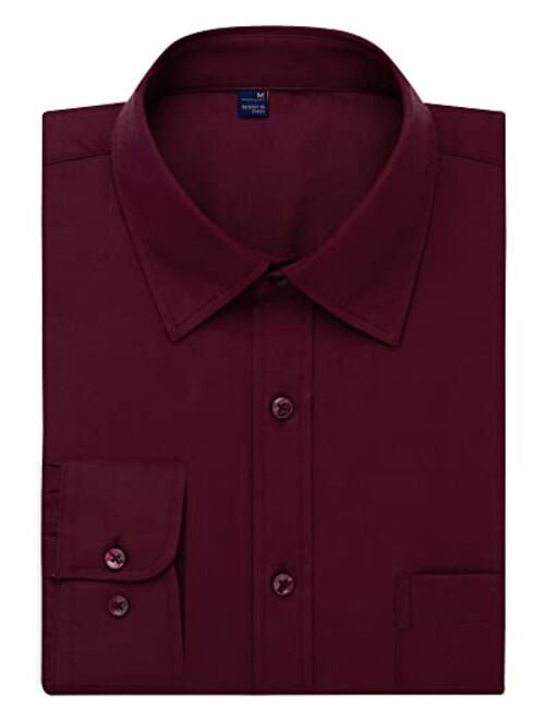 Alimens & Gentle Men's Basic Business Dress Shirt Regular Fit Long Sleeve Solid Color Button Down Shirts