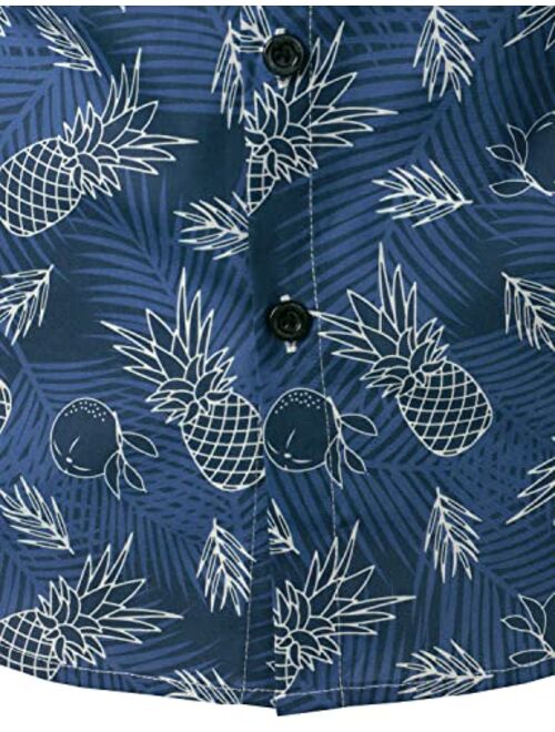 JOGAL Men's Cotton Button Down Short Sleeve Hawaiian Shirt