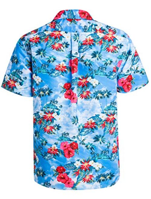 Tropical Storm Hawaiian Shirts for Men Short Sleeve Regular Fit Mens Floral Shirts