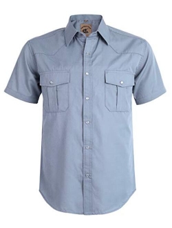 COEVALS CLUB Men's Western Cowboy Short Sleeve Pearl Snap Casual Plaid Work Shirts