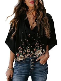 Womens Blouses and Tops Short Sleeve Chiffon Shirts and Tops