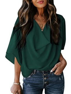 Womens Blouses and Tops Short Sleeve Chiffon Shirts and Tops