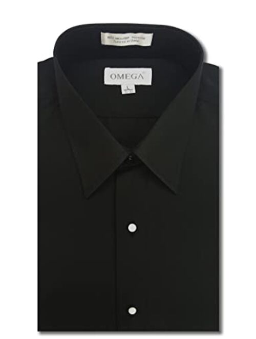 OmegaTux Men's Microfiber Tuxedo Dress Shirt Laydown Collar, Non Pleat