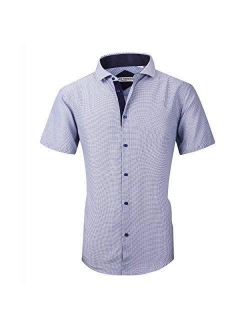 Alex Vando Mens Dress Shirts Casual Regular Fit Short Sleeve Men Button Down Shirt