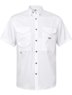 Alimens & Gentle Short Sleeve Fishing Shirt Wicking Fabric Sun Protection Casual Button Down Shirts