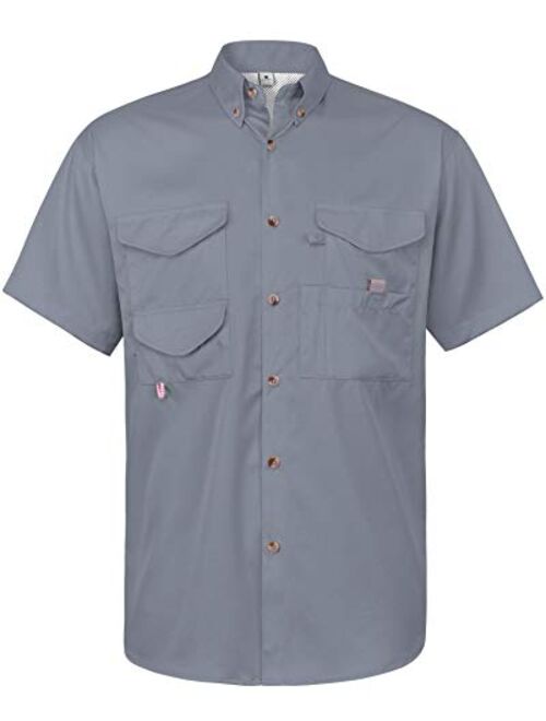 Alimens & Gentle Short Sleeve Fishing Shirt Wicking Fabric Sun Protection Casual Button Down Shirts