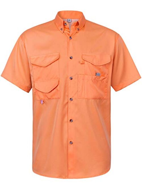 Alimens & Gentle Short Sleeve Fishing Shirt Wicking Fabric Sun Protection Casual Button Down Shirts