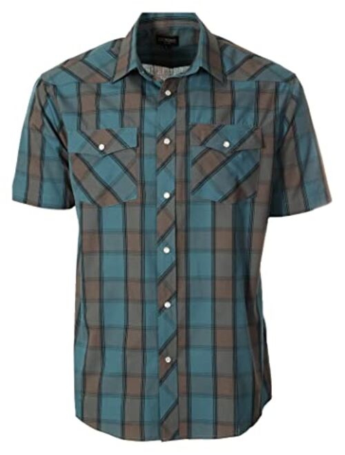 Gioberti Men's Short Sleeve Plaid Western Shirt W/Pearl Snap-on Buttons