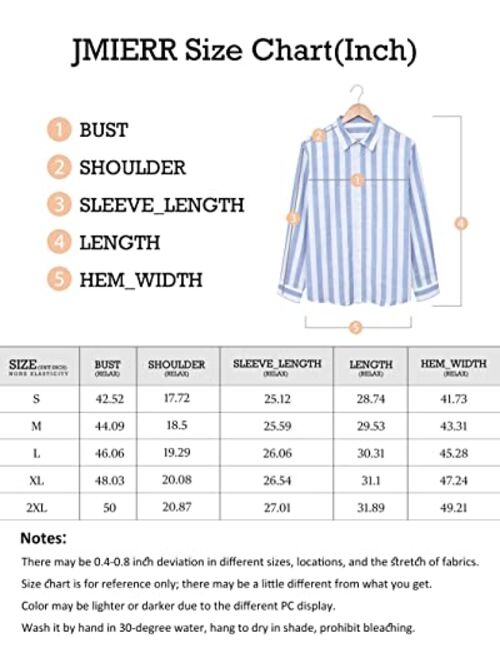 JMIERR Men's Casual Long Sleeve Button-Down Shirts Striped Dress Shirts Cotton Shirt