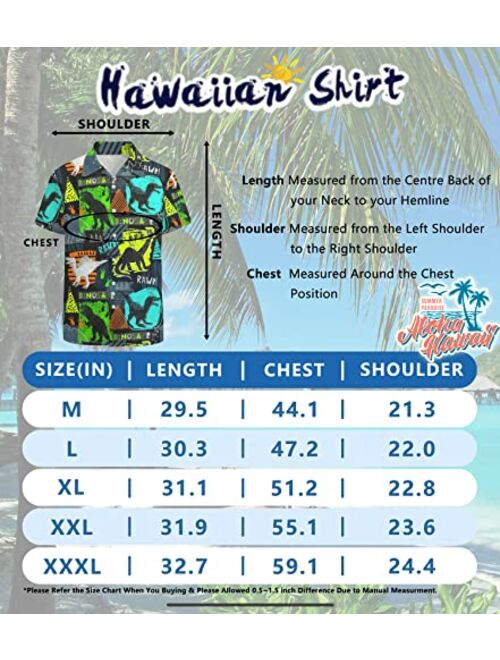 GADZILLE Hawaiian Shirt for Men Casual Button Down Shirt Short Sleeve Aloha Beach Shirt Party Shirt