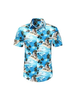 DOOPCCOR Hawaiian Shirt for Men Short Sleeves Printed Button Down Summer Beach Dress Shirts