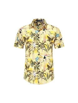 DOOPCCOR Hawaiian Shirt for Men Short Sleeves Printed Button Down Summer Beach Dress Shirts