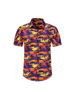 DOOPCCOR Hawaiian Shirt for Men Short Sleeves Printed Button Down Summer Beach Dress Shirts