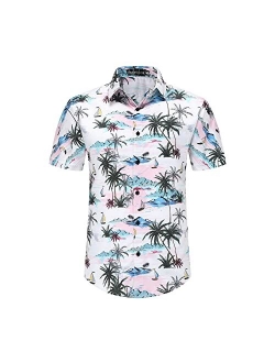 DOOPCCOR Hawaiian Shirt for Men Short Sleeves Printed Button Down Summer Beach Dress Shirts