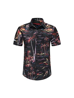 DOOPCCOR Hawaiian Shirt for Men Short Sleeves Printed Button Down Summer Beach Dress Shirts