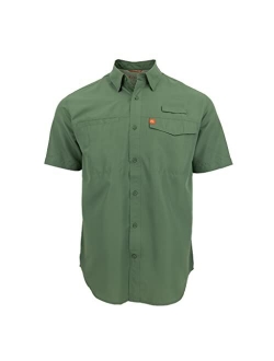 The American Outdoorsman Short Sleeve Button Down Poly Grid Fishing Shirt for Men