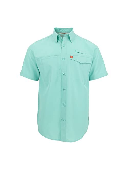 The American Outdoorsman Short Sleeve Button Down Poly Grid Fishing Shirt for Men