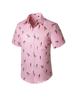 Enlision Men's Hawaiian Shirts Short Sleeve Floral Aloha Casual Button Down Tropical Shirts Summer Holiday Hawaii Beach Shirt