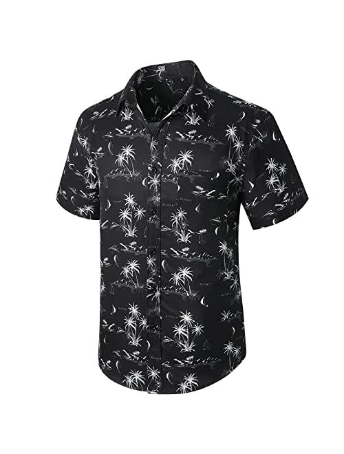 Enlision Men's Hawaiian Shirts Short Sleeve Floral Aloha Casual Button Down Tropical Shirts Summer Holiday Hawaii Beach Shirt