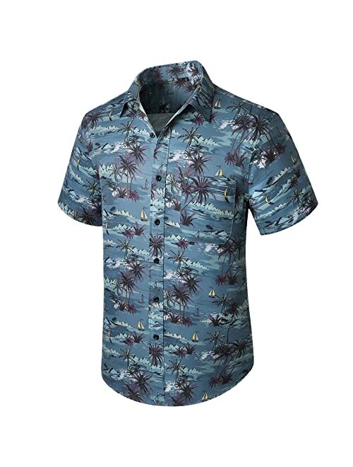 Enlision Men's Hawaiian Shirts Short Sleeve Floral Aloha Casual Button Down Tropical Shirts Summer Holiday Hawaii Beach Shirt