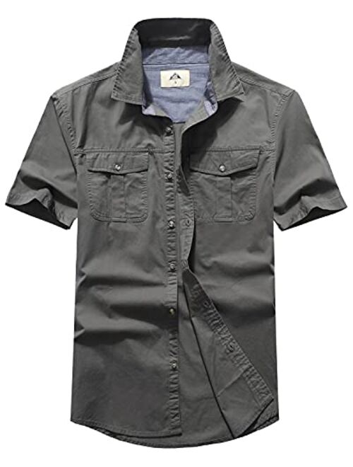 Buy Pooluly Men's Casual Shirts Button-Down Work Shirt Short Sleeve ...