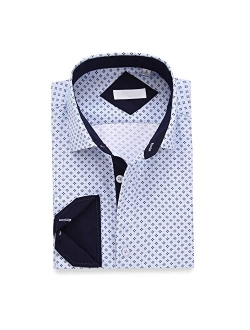 ENSO ELARDER Mens Printed Casual Button Down Long Sleeve Shirts Regular Fit Dress Shirts for Men