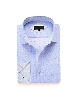 ENSO ELARDER Mens Printed Casual Button Down Long Sleeve Shirts Regular Fit Dress Shirts for Men