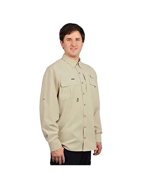 KastKing ReKon Men's Fishing Shirts, Long Sleeve Button-Down Shirts UPF 50+ Sun Protection Quick-Dry Printed for Outdoor