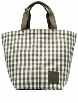 gingham-check tote bag