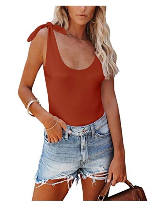 Clarisbelle Women's Tie Strap Sleeveless Bodysuits