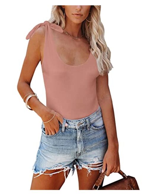 Clarisbelle Women's Tie Strap Sleeveless Bodysuits