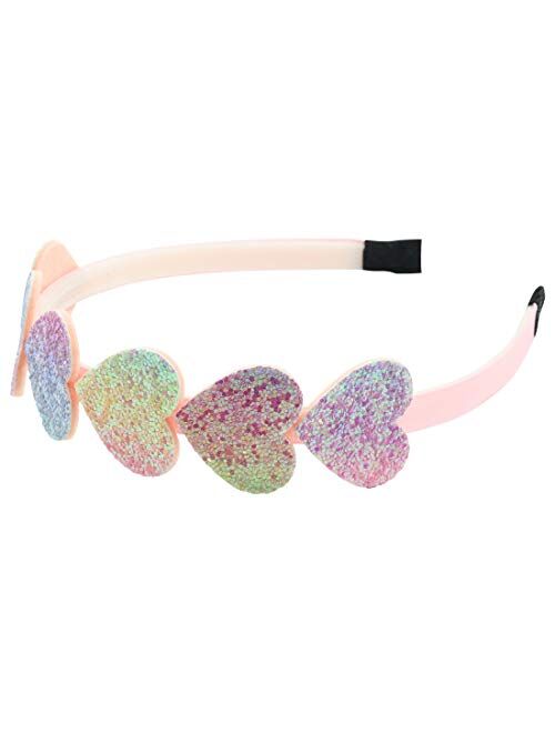 XIMA Glitter Heart Girls Headbands Rainbow Star Hariband for Children Girls Hair Accessories Pack of 8