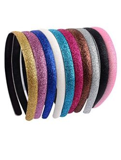 Blulu Glitter Plastic Headbands with Teeth, 10 Colors, 10 Pieces, Multicoloured, 13 x 13 x 1.3 cm