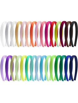 Duufin 30 Pieces Plain Headbands Satin Craft Headband