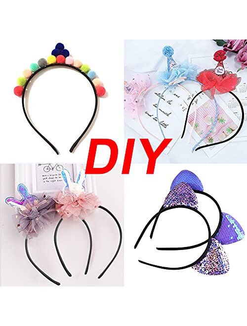 Duufin 30 Pieces Plain Headbands Satin Craft Headband