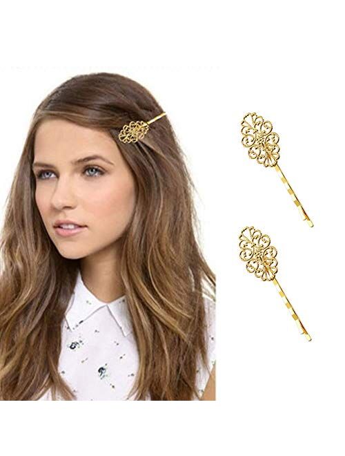 Globalsupplier inSowni 30 Pack/15 Pairs Light Gold Retro Vintage Metal Bobby Pins Hair Clips Barrettes Accessories for Women Girls