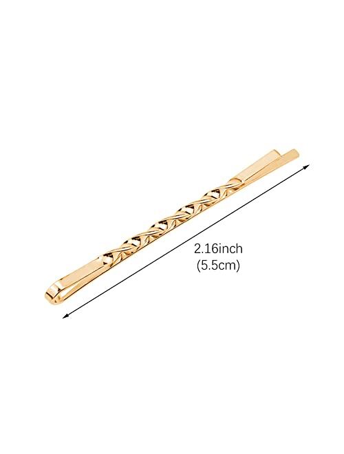 Aswewamt 100 Pcs Gold Bobby Pins Metal Twist Hair Clips Simple Hair Pin Bobby-pins Hairpins Hair Accessories for Women Thick Long Updo Hair Style