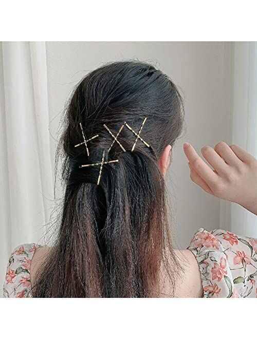 Aswewamt 100 Pcs Gold Bobby Pins Metal Twist Hair Clips Simple Hair Pin Bobby-pins Hairpins Hair Accessories for Women Thick Long Updo Hair Style