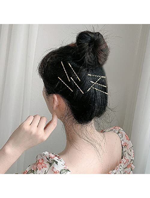 Aswewamt 100 Pcs Gold Bobby Pins Metal Twist Hair Clips Simple Hair Pin Bobby-pins Hairpins Hair Accessories for Women Thick Long Updo Hair Style