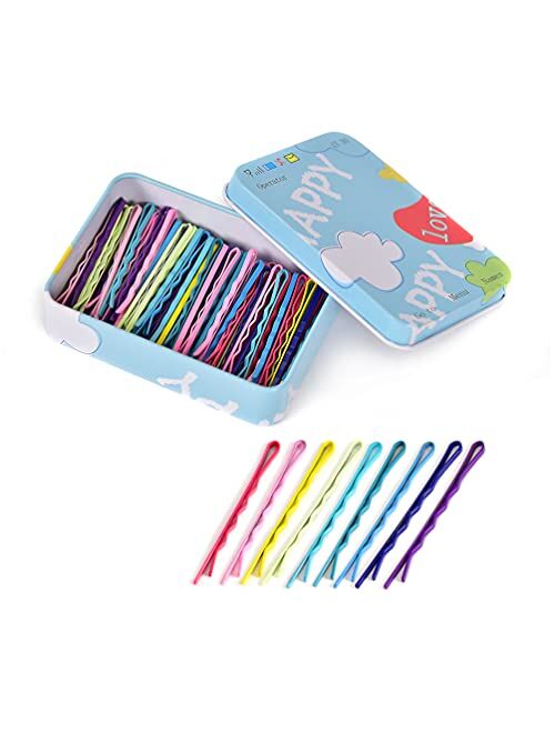 OTURGC Bobby Pins,Colorful Hair Pins with Cute Box,Metal Bobby Pins for Thick Hair,Great for All Hair Types Hair Pins for Girls Women (2.16 Inch),multicolor