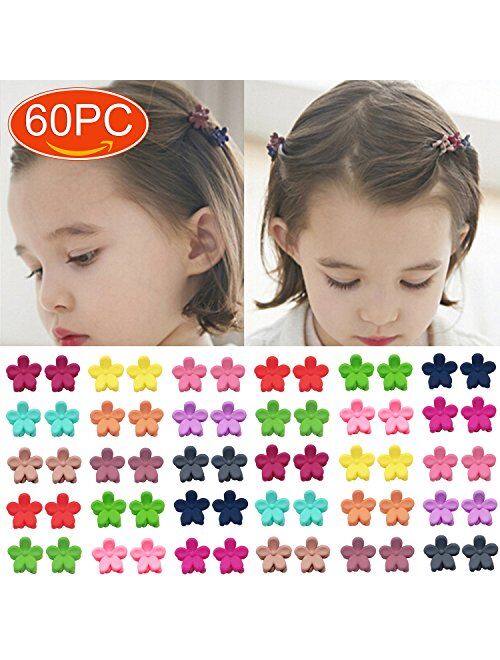 Elesa Miracle 60pcs Baby Girl Mini Hair Claw Clips Flower Hair Bangs Pin Baby Girl Hair Accessories Clips