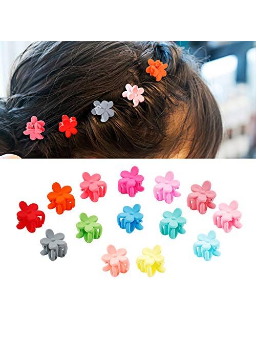 JANYUN 50 Pcs Colorful Mini Hair Claw Clips Clamps Accessories for Baby Toddler Girls Decorative Bun Thin Hair, Assorted Colors